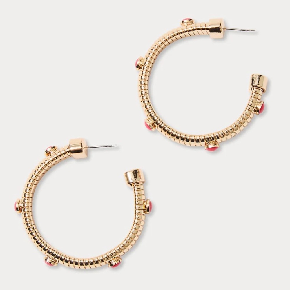 $55 Lilly Pulitzer Sunbelievable Hoop Earrings. Color. Cane Coral - New